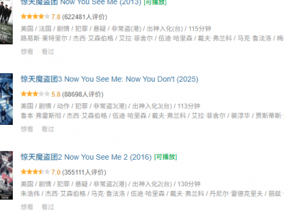 《惊天魔盗团》1-3部全系列 | 从拉斯维加斯到阿布扎比，见证魔术与骗术的巅峰！